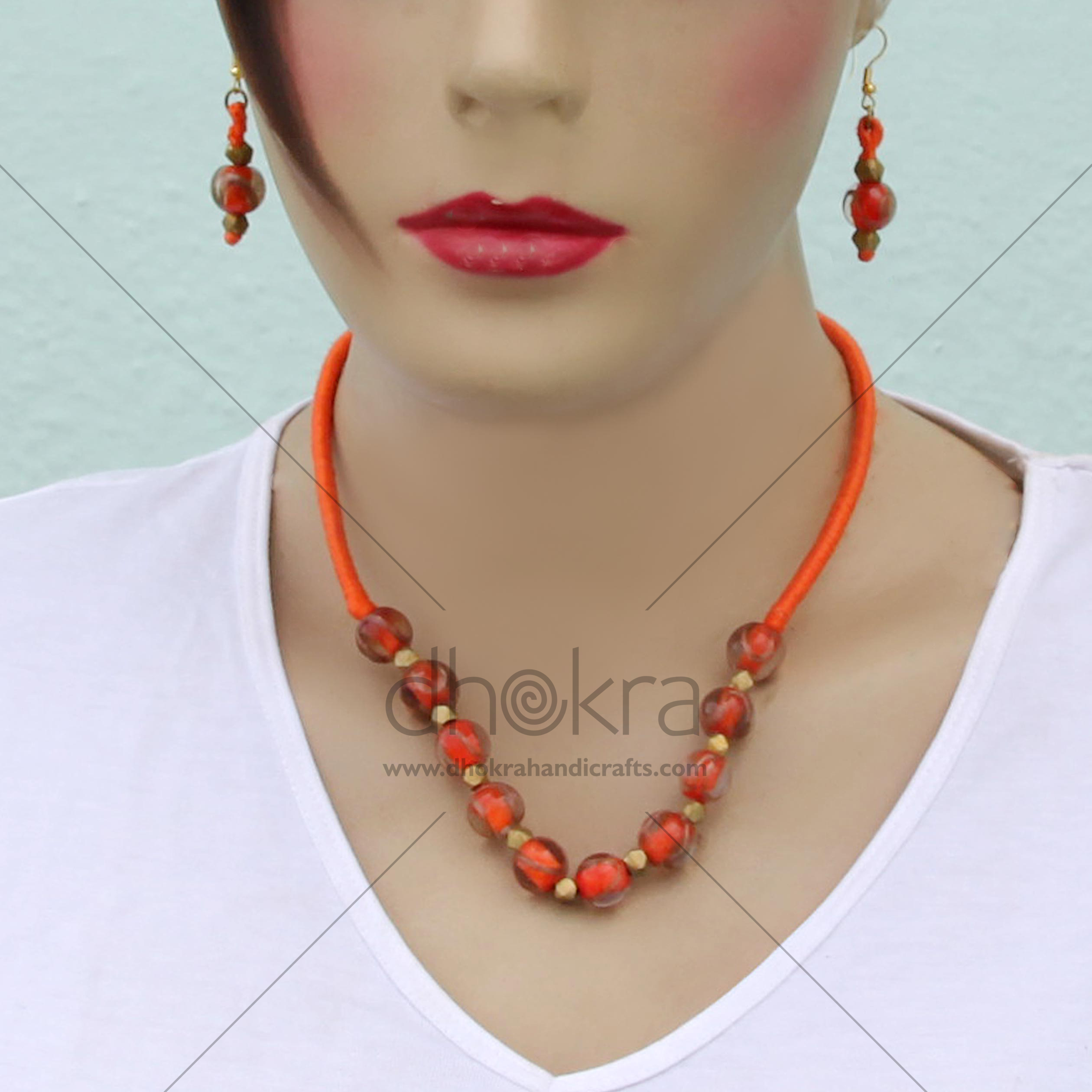 Dhokra Saffron Avanti Set | dhokra jewellery online | Dhokra